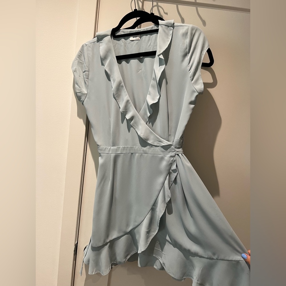 Light Blue Aritzia Sunday Best Cap Sleeve Ruffle Dress Gem